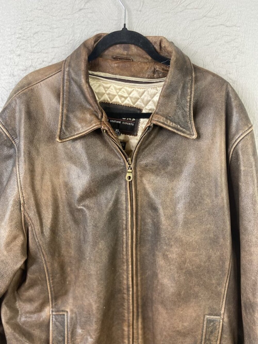 Wilsons Leather Coat Mens XL Brown Thinsulate Lined Zip Front Belted Waist